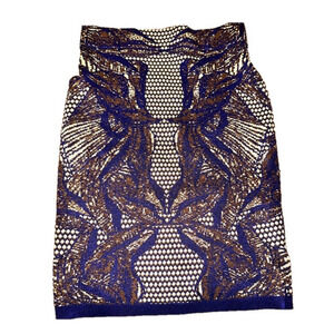 Elegant Blue and Brown Patterned Women's Skirt